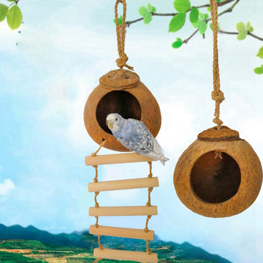 Natural coconut shell bird nest ihawk.store