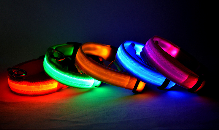 Nylon LED Pet Dog Luminous Collar Night Safety Flashing Glow in Dark Dog Cat Leash Adjustable Pet Supplies ihawk.store