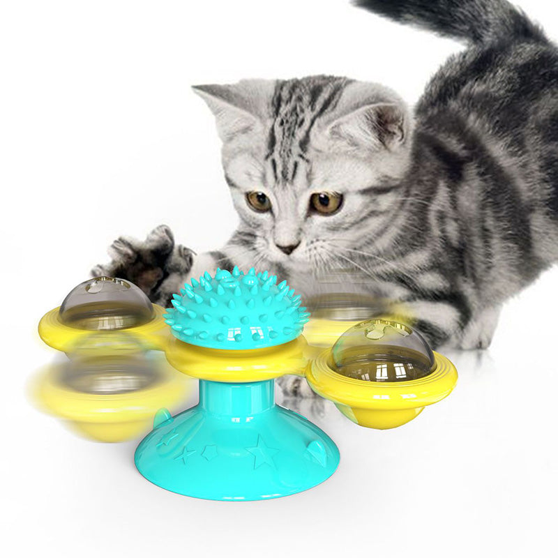 Cat Rotating Windmill Multi-Function Toys Itch Scratching Device Teeth Shining Toy 1