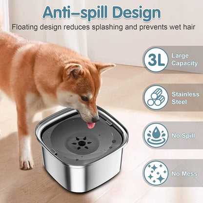 Pet Stainless Steel Water Bowl Large Capacity Floating 1