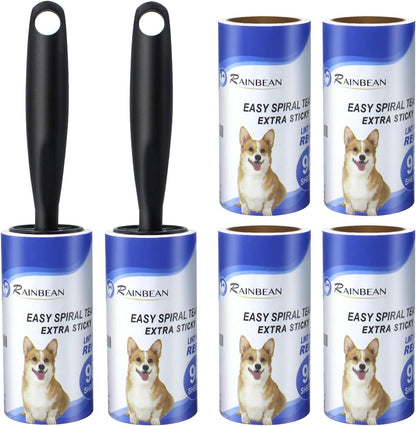 RAINBEAN Lint Rollers For Pet Hair Extra Sticky, 540 Sheets 6 Refills Lint Roller With 2 Upgrade Handles, Portable Lint Remover Brush Pet Hair Remover For Dog Cat Hair Removal, Clothes, Furniture 1